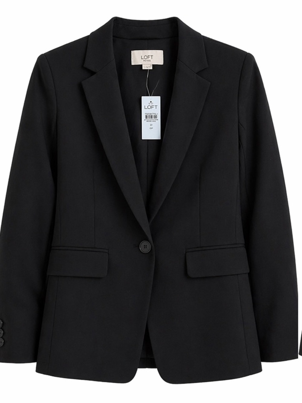 LOFT Petites Black Blazer Womens 0P One Button Career Jacket NWT - Picture 2 of 11